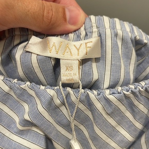 Wayf Striped Top NWT Size XS Light Blue Off Shoulder - Picture 7 of 7